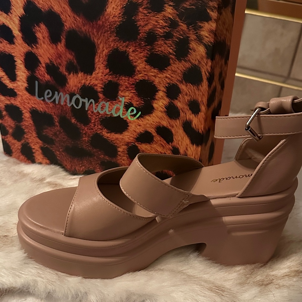 Lemonade Tan Women's Platform Sandals. Never worn and in original box.